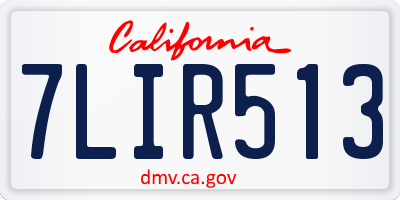 CA license plate 7LIR513