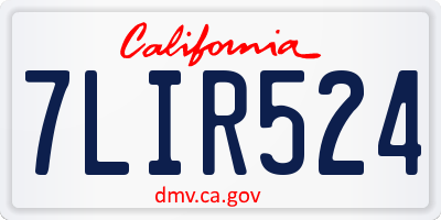 CA license plate 7LIR524