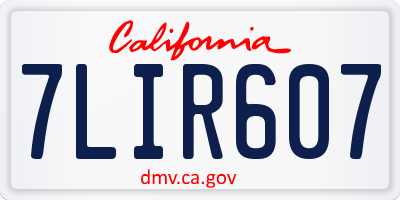CA license plate 7LIR607