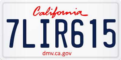 CA license plate 7LIR615
