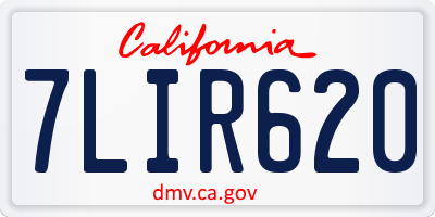 CA license plate 7LIR620
