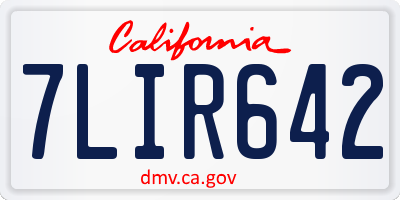 CA license plate 7LIR642