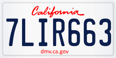 CA license plate 7LIR663