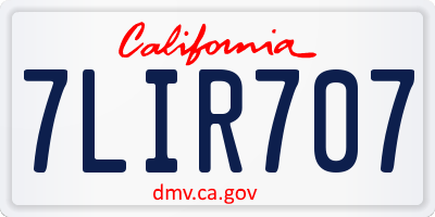 CA license plate 7LIR707