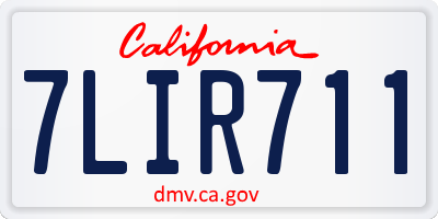 CA license plate 7LIR711