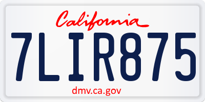 CA license plate 7LIR875