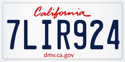 CA license plate 7LIR924