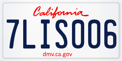 CA license plate 7LIS006