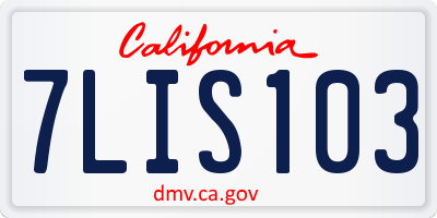 CA license plate 7LIS103
