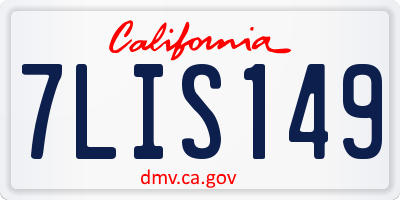 CA license plate 7LIS149