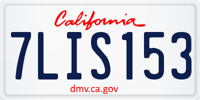 CA license plate 7LIS153