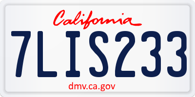 CA license plate 7LIS233