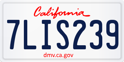 CA license plate 7LIS239