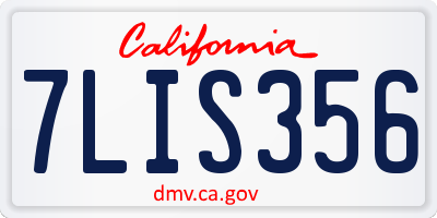 CA license plate 7LIS356