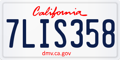 CA license plate 7LIS358