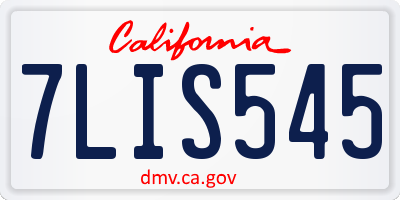 CA license plate 7LIS545