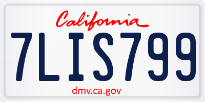 CA license plate 7LIS799