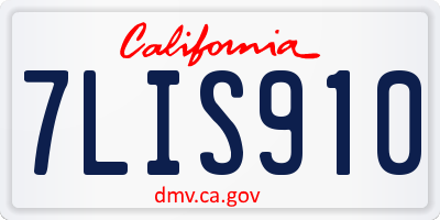 CA license plate 7LIS910