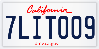 CA license plate 7LIT009