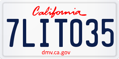CA license plate 7LIT035