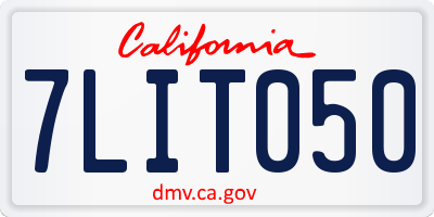 CA license plate 7LIT050