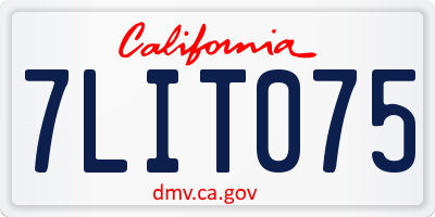 CA license plate 7LIT075