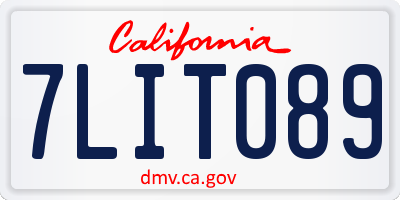CA license plate 7LIT089