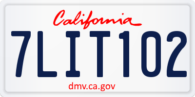 CA license plate 7LIT102
