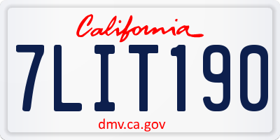 CA license plate 7LIT190