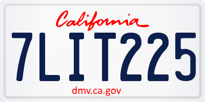 CA license plate 7LIT225