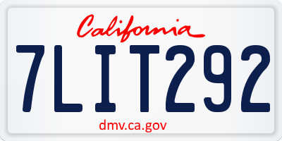 CA license plate 7LIT292