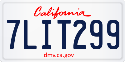 CA license plate 7LIT299