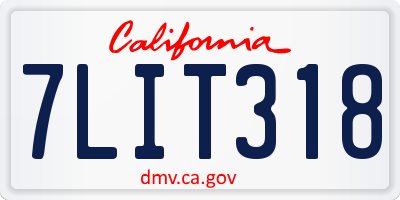 CA license plate 7LIT318
