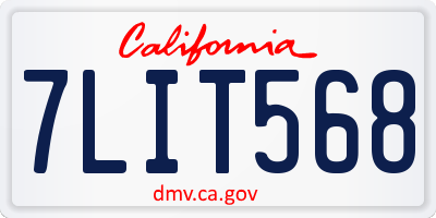 CA license plate 7LIT568