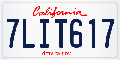 CA license plate 7LIT617