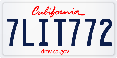 CA license plate 7LIT772