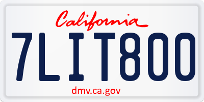 CA license plate 7LIT800