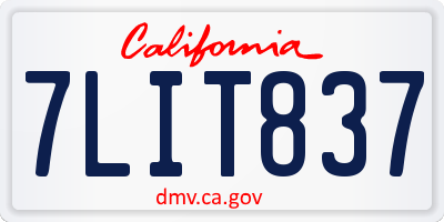 CA license plate 7LIT837