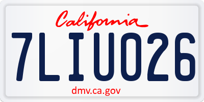 CA license plate 7LIU026
