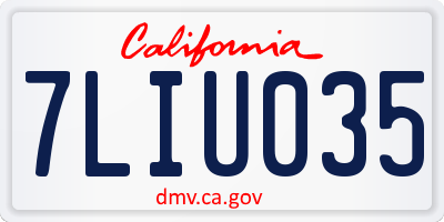 CA license plate 7LIU035