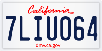 CA license plate 7LIU064