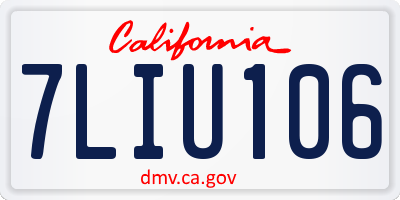 CA license plate 7LIU106