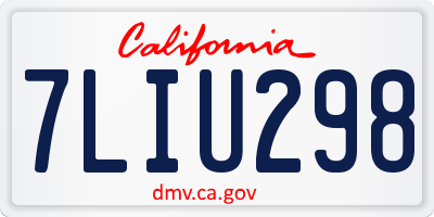 CA license plate 7LIU298