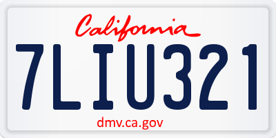 CA license plate 7LIU321