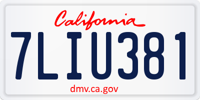 CA license plate 7LIU381