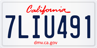 CA license plate 7LIU491
