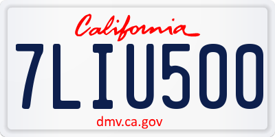 CA license plate 7LIU500