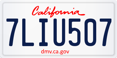 CA license plate 7LIU507