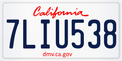 CA license plate 7LIU538