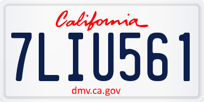 CA license plate 7LIU561